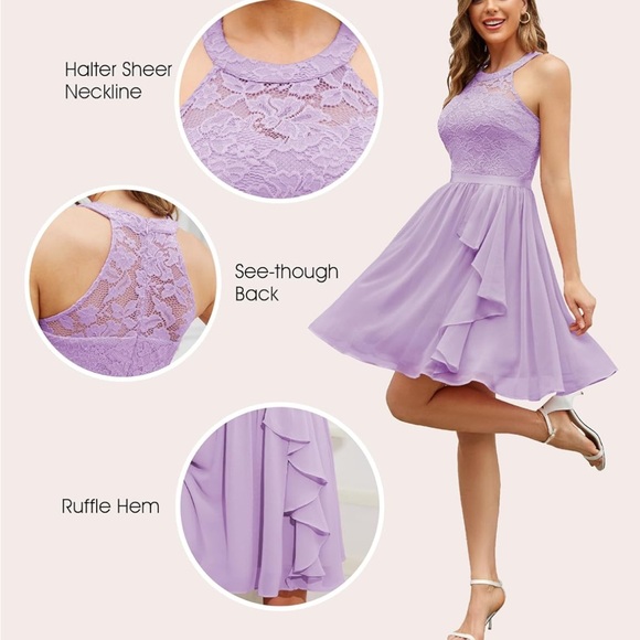 WedTrend Lavender Chiffon & Lace dress - Picture 2 of 7